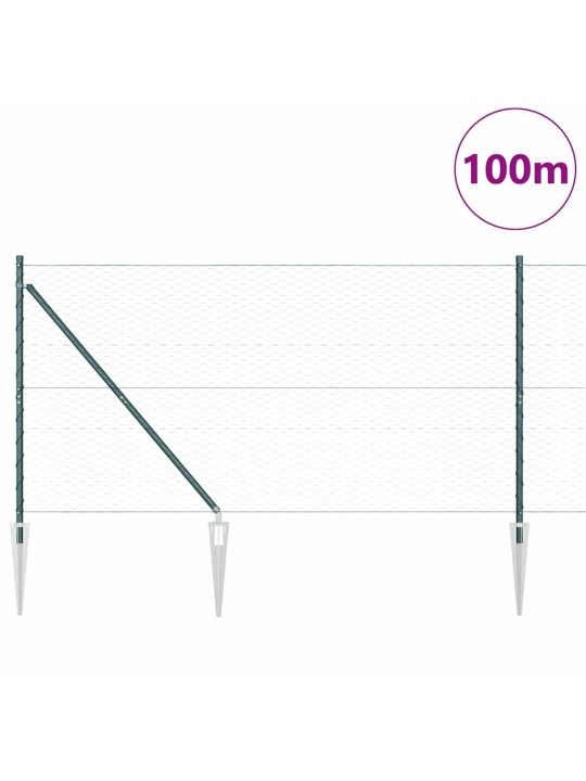 Žogs ar stabiem. zaļa 1.4 x 100 m pvc pārklāts tērauds