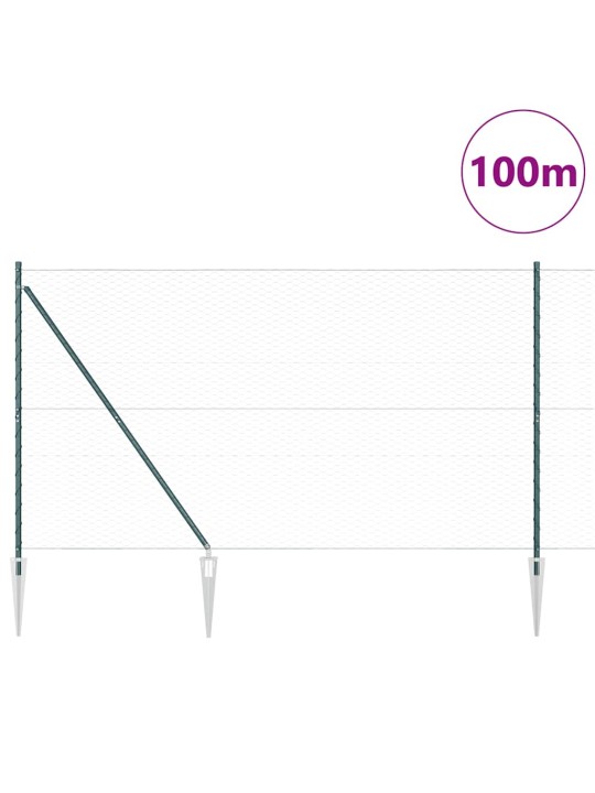 Žogs ar stabiem. zaļa 1.6 x 100 m pvc pārklāts tērauds