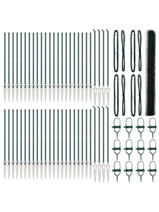 Žogs ar stabiem. zaļa 1.6 x 100 m pvc pārklāts tērauds