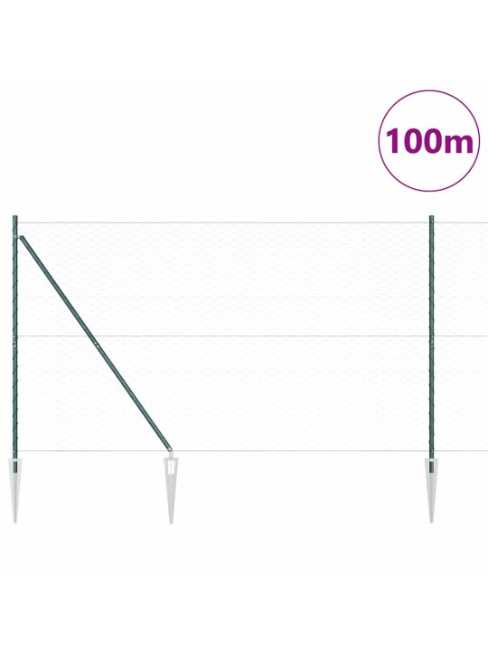 Žogs ar stabiem. zaļa 1.6 x 100 m pvc pārklāts tērauds
