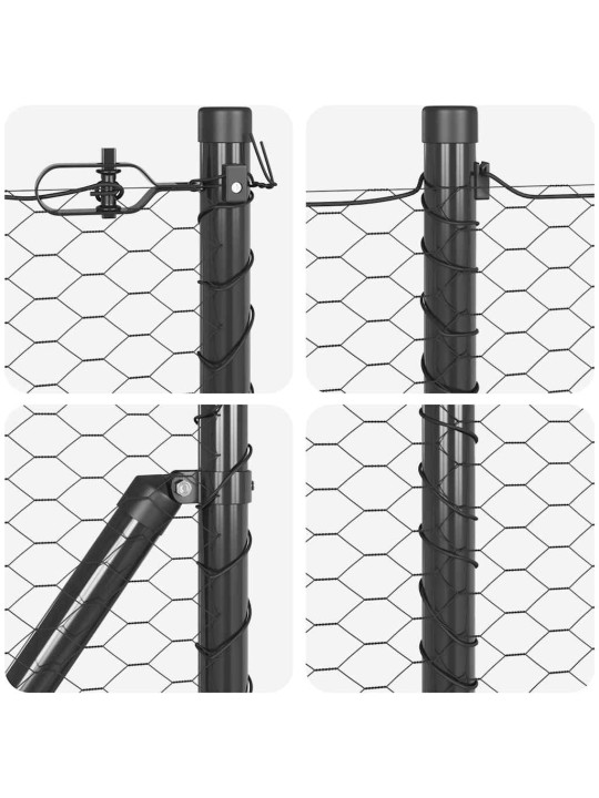 Žogs ar stabiem. pelēka 0.4 x 10 m pvc pārklāts tērauds