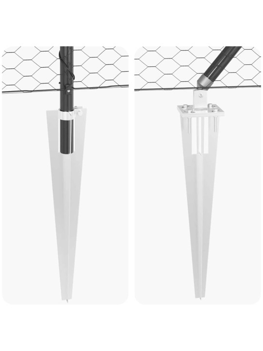 Žogs ar stabiem. pelēka 0.4 x 10 m pvc pārklāts tērauds