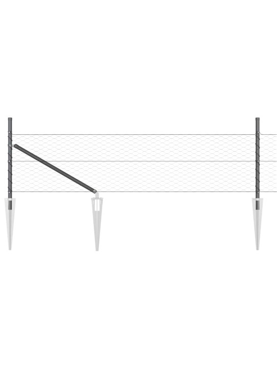 Žogs ar stabiem. pelēka 0.4 x 10 m pvc pārklāts tērauds