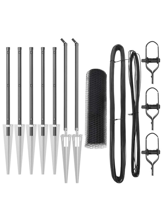 Žogs ar stabiem. pelēka 0.5 x 10 m pvc pārklāts tērauds