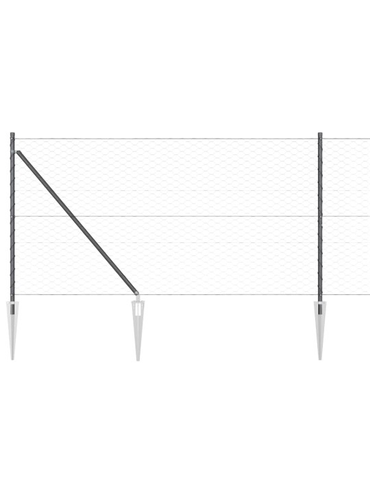 Žogs ar stabiem. pelēka 1 x 10 m pvc pārklāts tērauds