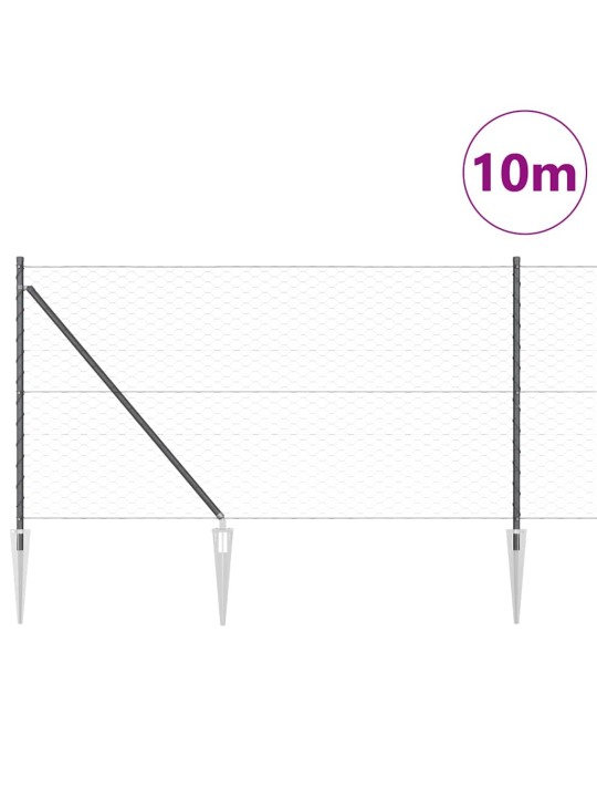 Žogs ar stabiem. pelēka 1 x 10 m pvc pārklāts tērauds