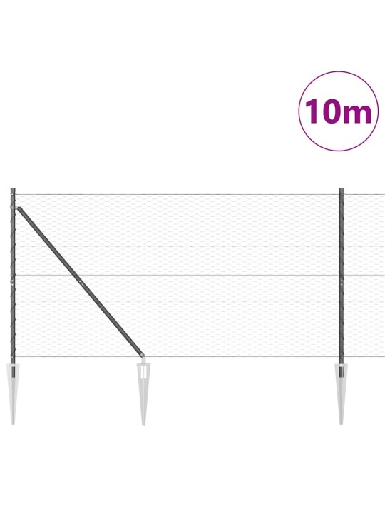 Žogs ar stabiem. pelēka 1.2 x 10 m pvc pārklāts tērauds
