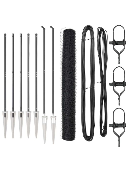 Žogs ar stabiem. pelēka 1.2 x 10 m pvc pārklāts tērauds