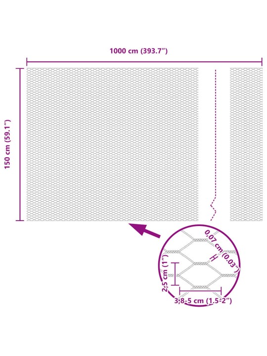 Žogs ar stabiem. pelēka 1.5 x 10 m pvc pārklāts tērauds
