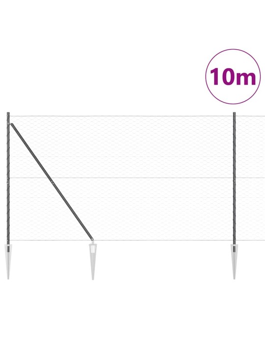 Žogs ar stabiem. pelēka 1.5 x 10 m pvc pārklāts tērauds