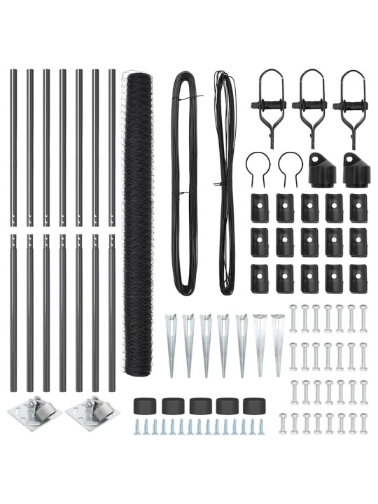 Žogs ar stabiem. pelēka 1.6 x 10 m pvc pārklāts tērauds