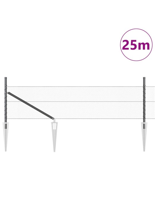 Žogs ar stabiem. pelēka 0.4 x 25 m pvc pārklāts tērauds