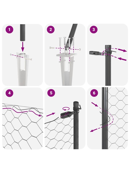 Žogs ar stabiem. pelēka 0.4 x 25 m pvc pārklāts tērauds