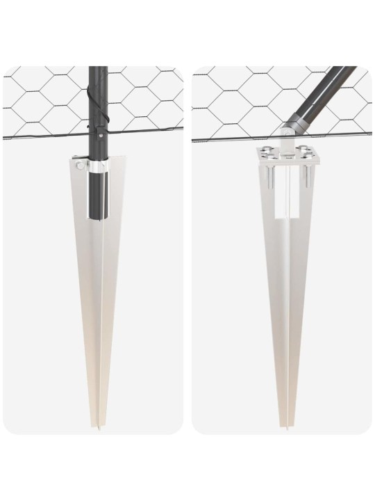 Žogs ar stabiem. pelēka 0.4 x 25 m pvc pārklāts tērauds