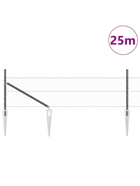 Žogs ar stabiem. pelēka 0.4 x 25 m pvc pārklāts tērauds