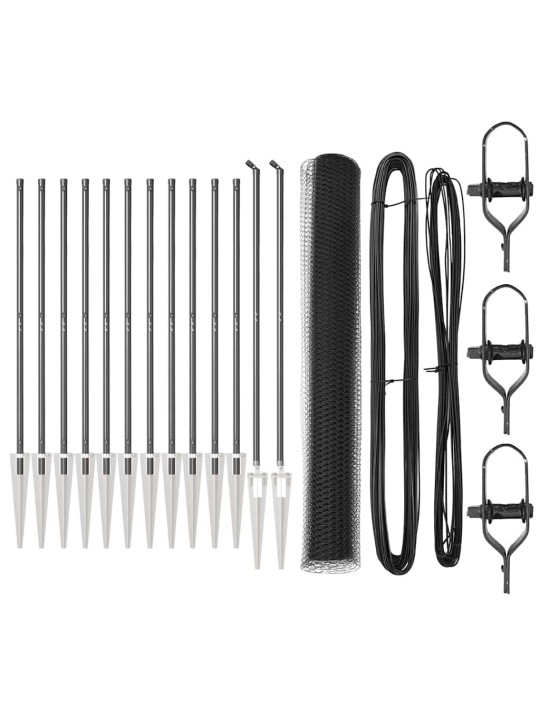 Žogs ar stabiem. pelēka 1.2 x 25 m pvc pārklāts tērauds
