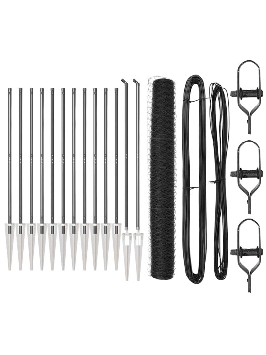 Žogs ar stabiem. pelēka 1.2 x 25 m pvc pārklāts tērauds
