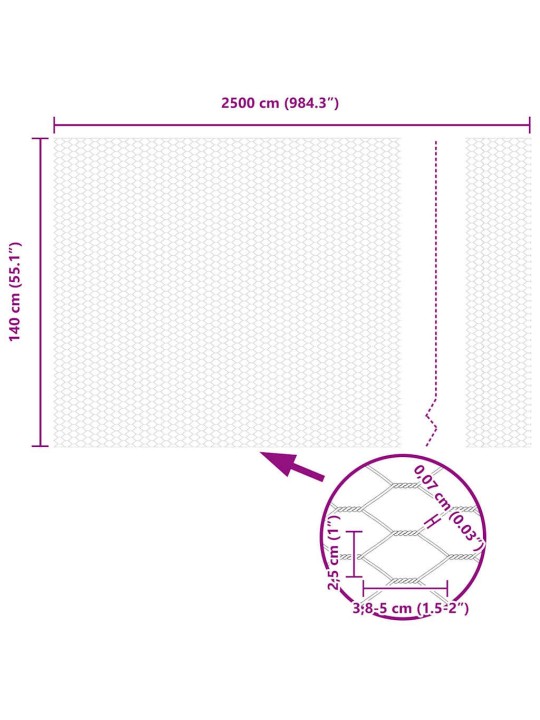Žogs ar stabiem. pelēka 1.4 x 25 m pvc pārklāts tērauds