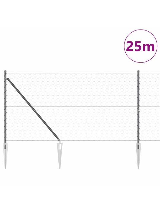 Žogs ar stabiem. pelēka 1.4 x 25 m pvc pārklāts tērauds