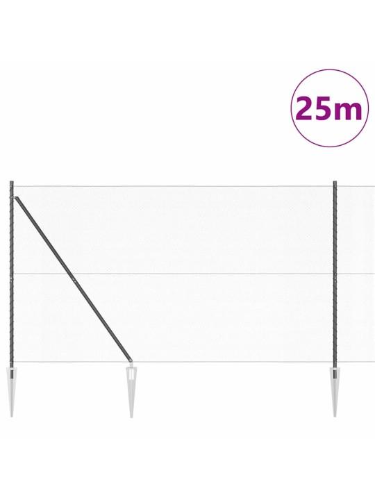 Žogs ar stabiem. pelēka 1.6 x 25 m pvc pārklāts tērauds
