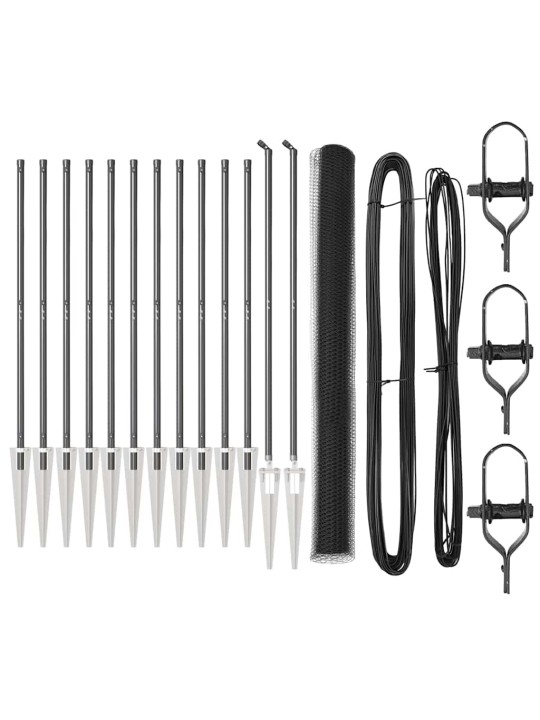 Žogs ar stabiem. pelēka 1.6 x 25 m pvc pārklāts tērauds
