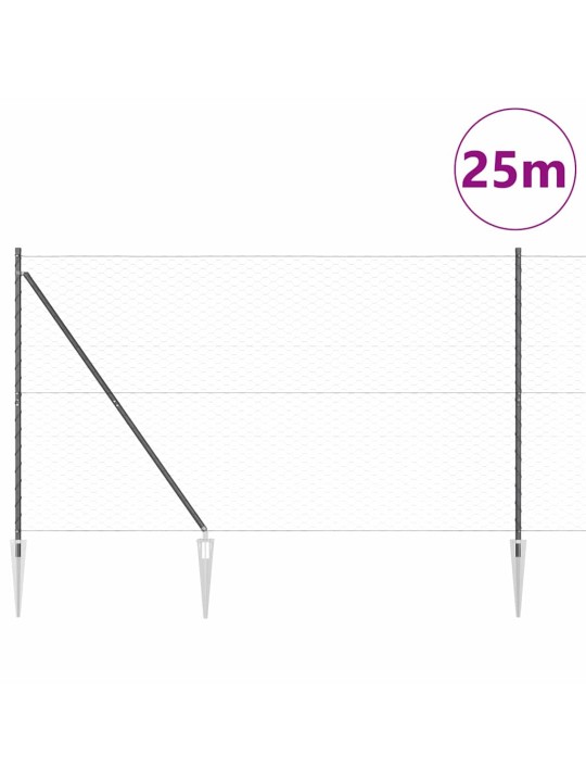 Žogs ar stabiem. pelēka 1.6 x 25 m pvc pārklāts tērauds