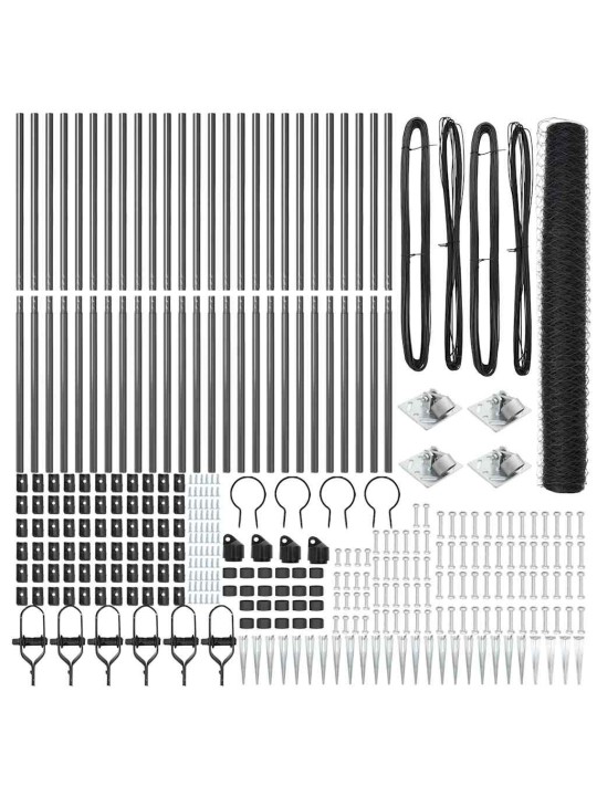 Žogs ar stabiem. pelēka 1.4 x 50 m pvc pārklāts tērauds