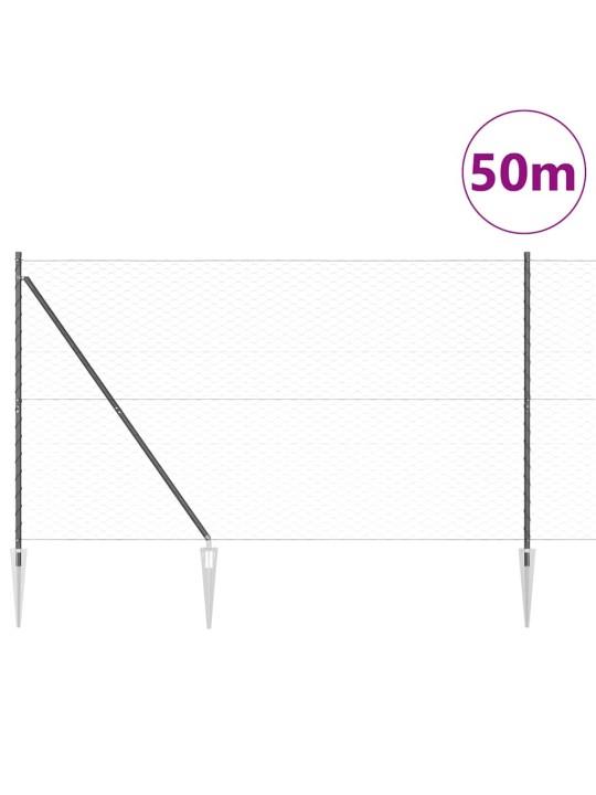 Žogs ar stabiem. pelēka 1.5 x 50 m pvc pārklāts tērauds
