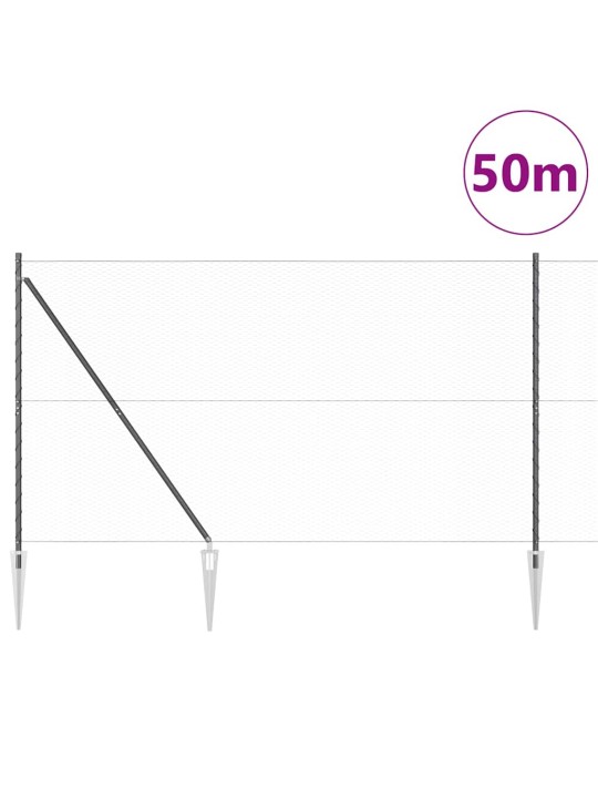 Žogs ar stabiem. pelēka 1.6 x 50 m pvc pārklāts tērauds