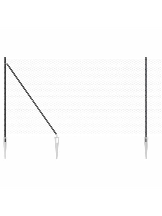 Žogs ar stabiem. pelēka 1.6 x 50 m pvc pārklāts tērauds