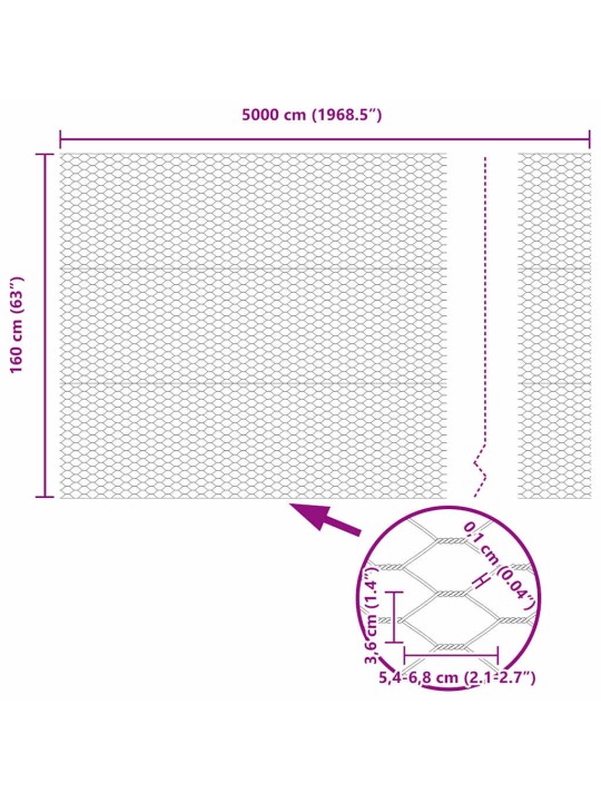 Žogs ar stabiem. pelēka 1.6 x 50 m pvc pārklāts tērauds