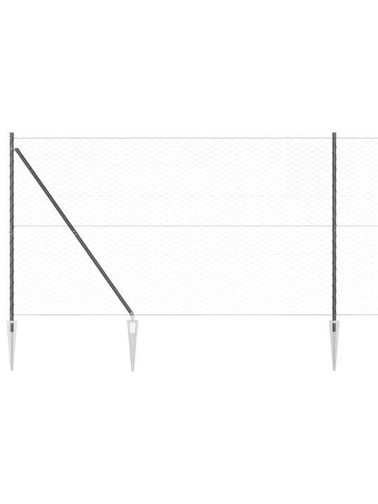 Žogs ar stabiem. pelēka 1.6 x 50 m pvc pārklāts tērauds