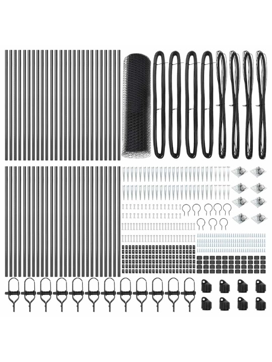 Žogs ar stabiem. pelēka 0.4 x 100 m pvc pārklāts tērauds
