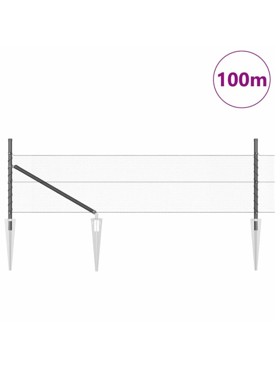 Žogs ar stabiem. pelēka 0.4 x 100 m pvc pārklāts tērauds