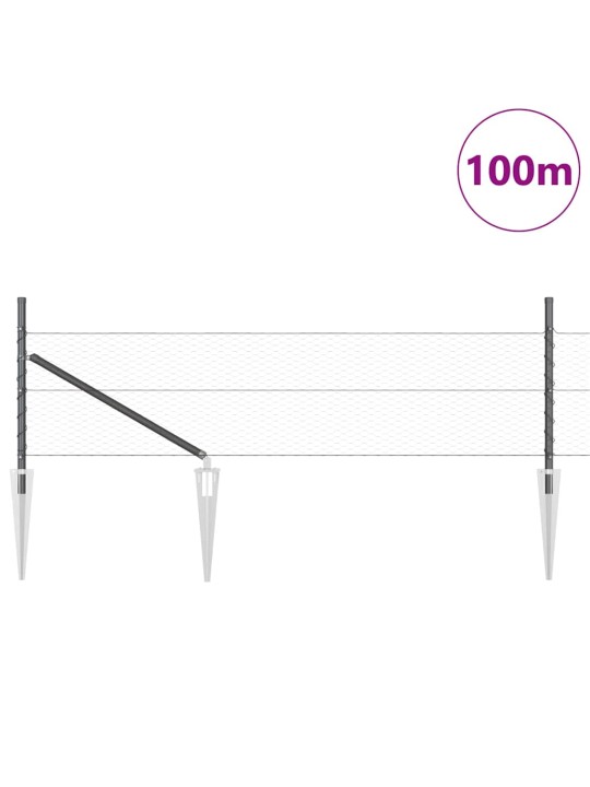 Žogs ar stabiem. pelēka 0.4 x 100 m pvc pārklāts tērauds