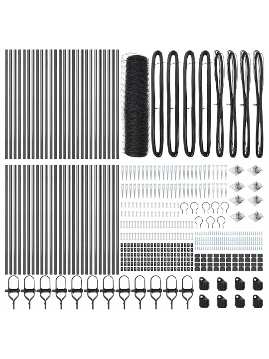 Žogs ar stabiem. pelēka 0.4 x 100 m pvc pārklāts tērauds