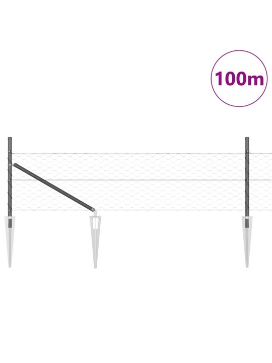Žogs ar stabiem. pelēka 0.5 x 100 m pvc pārklāts tērauds