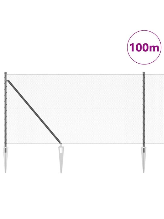 Žogs ar stabiem. pelēka 1 x 100 m pvc pārklāts tērauds