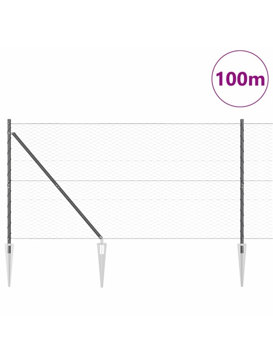 Žogs ar stabiem. pelēka 1.2 x 100 m pvc pārklāts tērauds