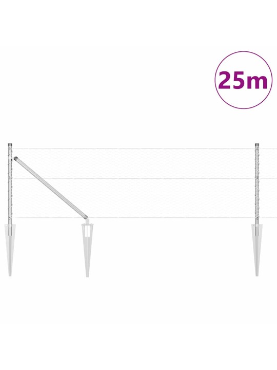 Žogs ar stabiem. sudraba 0.6 x 25 m pvc pārklāts tērauds