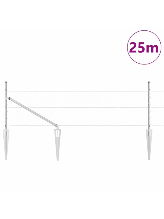 Žogs ar stabiem. sudraba 0.8 x 25 m pvc pārklāts tērauds