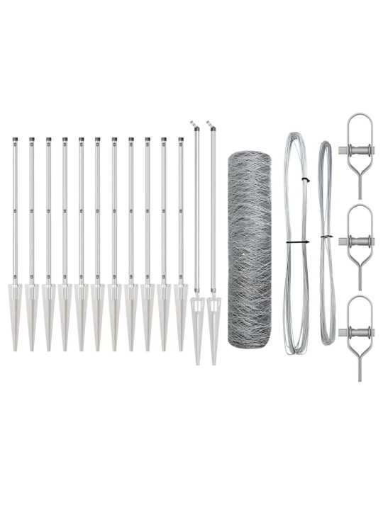 Žogs ar stabiem. sudraba 1 x 25 m pvc pārklāts tērauds