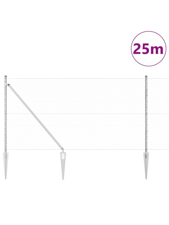 Žogs ar stabiem. sudraba 1.4 x 25 m pvc pārklāts tērauds