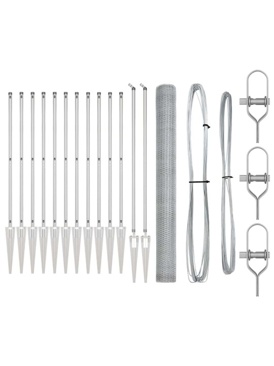 Žogs ar stabiem. sudraba 1.6 x 25 m pvc pārklāts tērauds