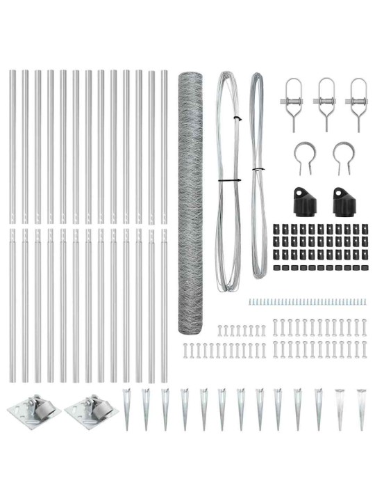 Žogs ar stabiem. sudraba 1.6 x 25 m pvc pārklāts tērauds