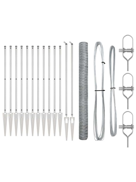 Žogs ar stabiem. sudraba 1.6 x 25 m pvc pārklāts tērauds