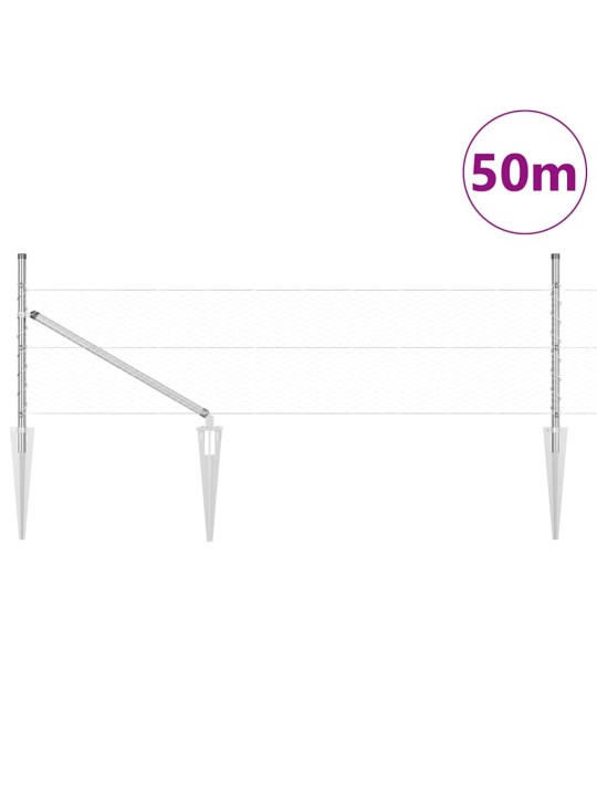 Žogs ar stabiem. sudraba 0.8 x 50 m pvc pārklāts tērauds