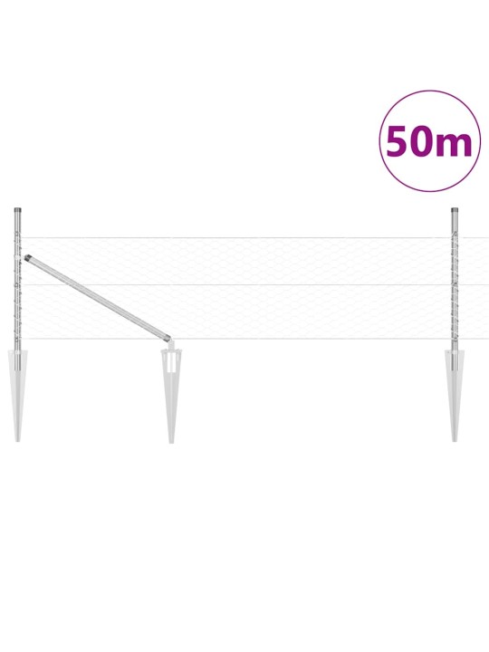 Žogs ar stabiem. sudraba 0.8 x 50 m pvc pārklāts tērauds