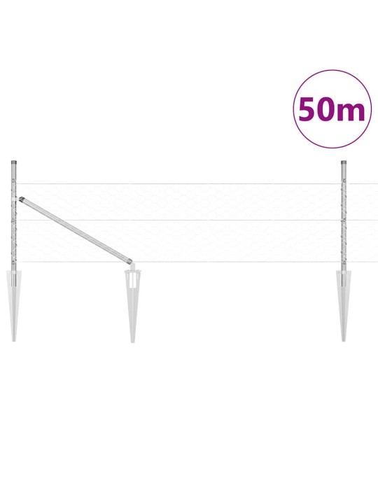 Žogs ar stabiem. sudraba 0.8 x 50 m pvc pārklāts tērauds