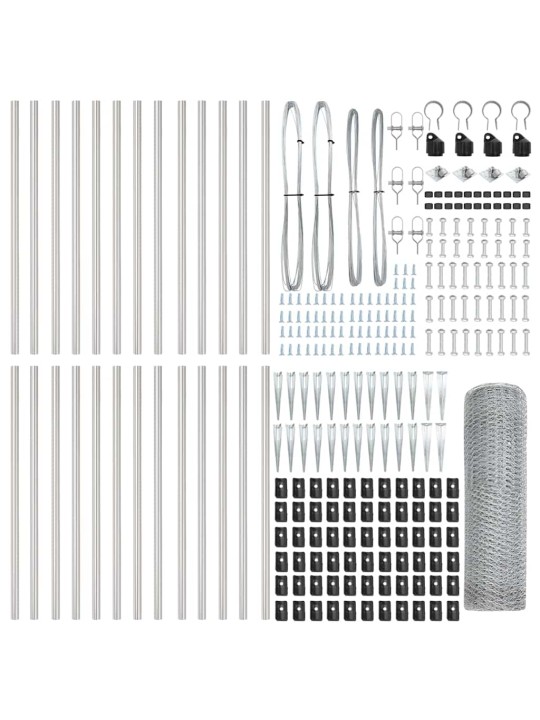 Žogs ar stabiem. sudraba 1 x 50 m pvc pārklāts tērauds